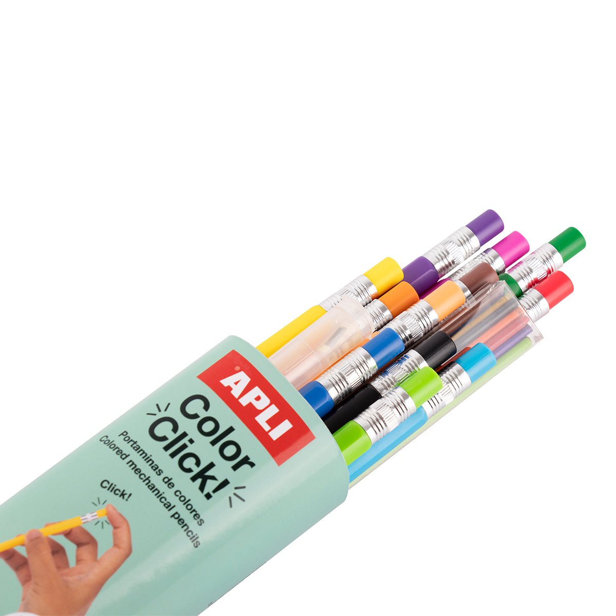 APLI Color Click kleurpotloden met drukmechanisme, 12 stuks