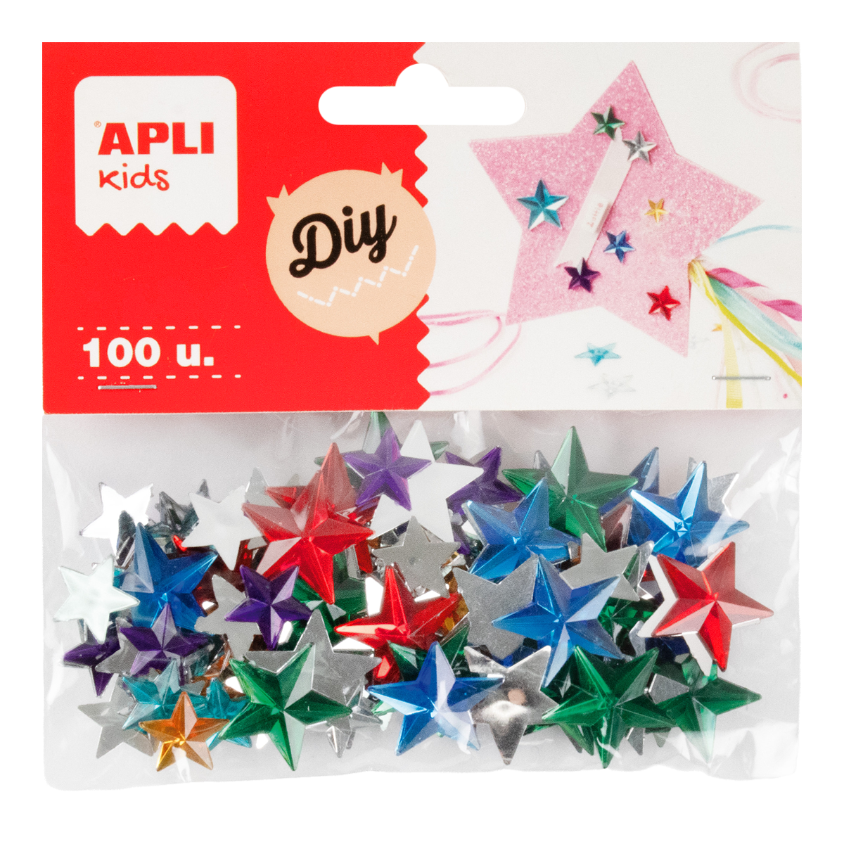 APLI decoratiesteentjes van acryl, 100 stuks – Sterren