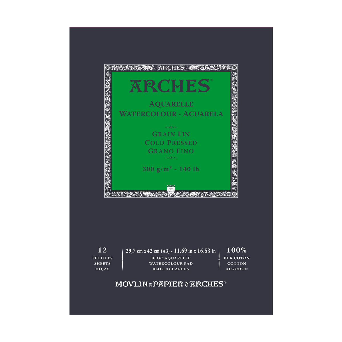 Aquarelblok Arches Aquarelle koudgeperst 300 g/m², 12 vel, A5–A3