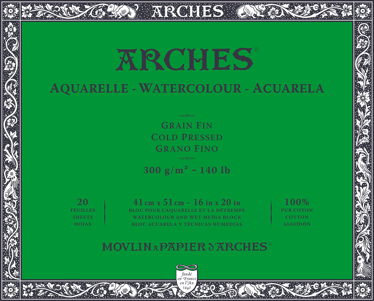 Aquarelblok Arches Aquarelle koudgeperst 300 g/m², 20 vel