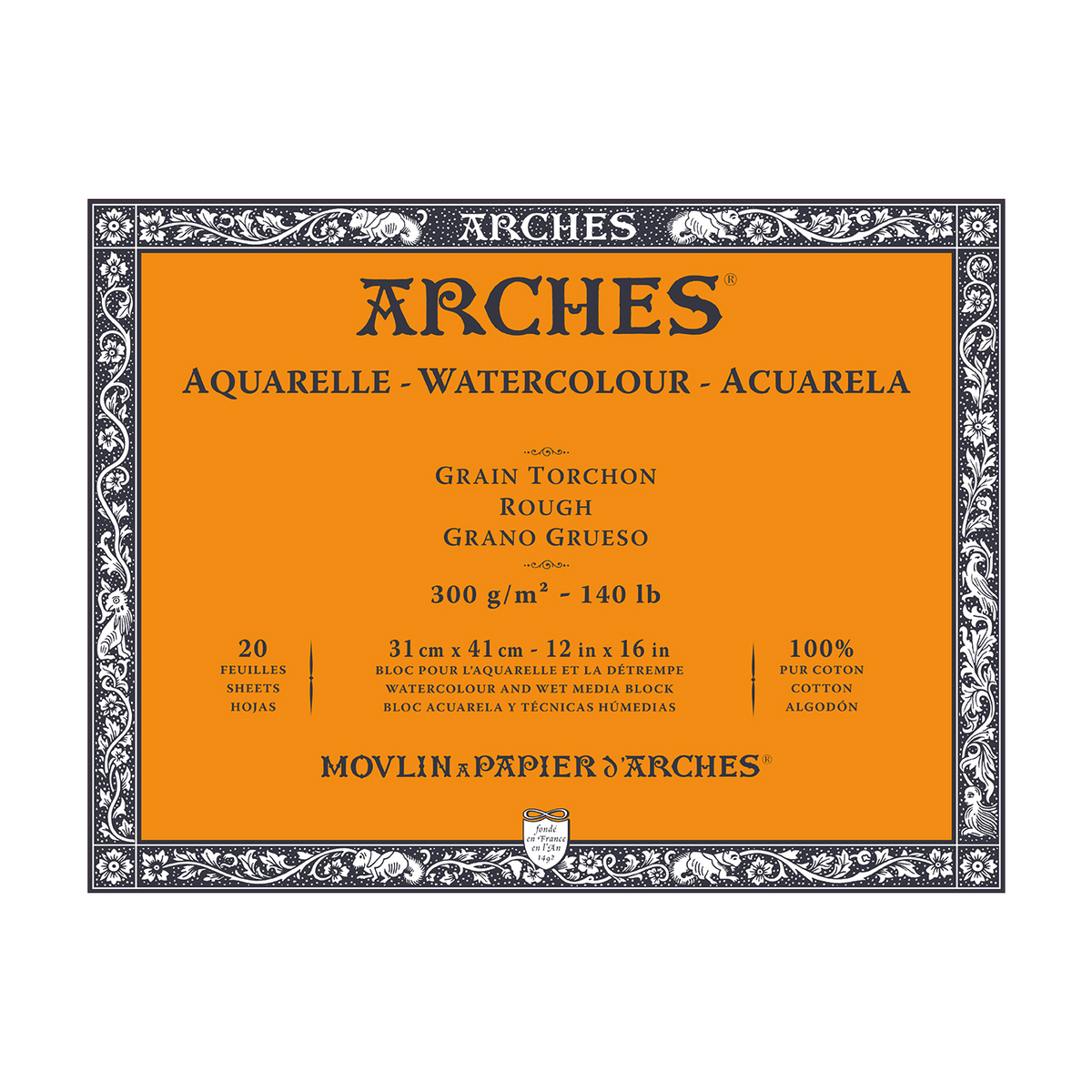 Aquarelblok Arches Aquarelle Rough 300 g/m², 20 vel