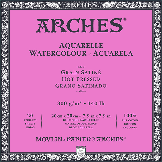 Aquarelblok Arches Aquarelle warmgeperst (HP) 300 g/m², 20 vel