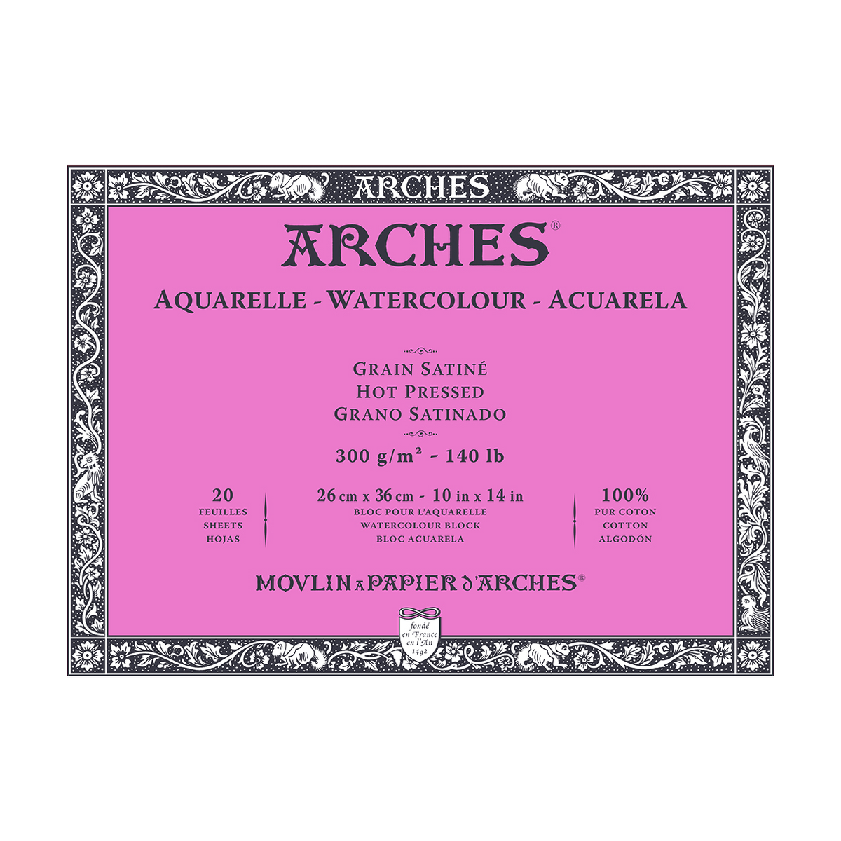 Aquarelblok Arches Aquarelle warmgeperst (HP) 300 g/m², 20 vel
