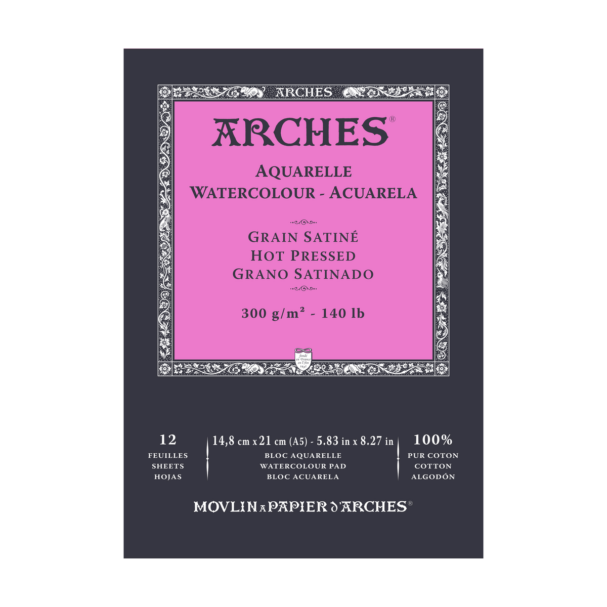 Aquarelblok Arches warmgeperst (HP) 300 g/m², 12 vel, A5–A3