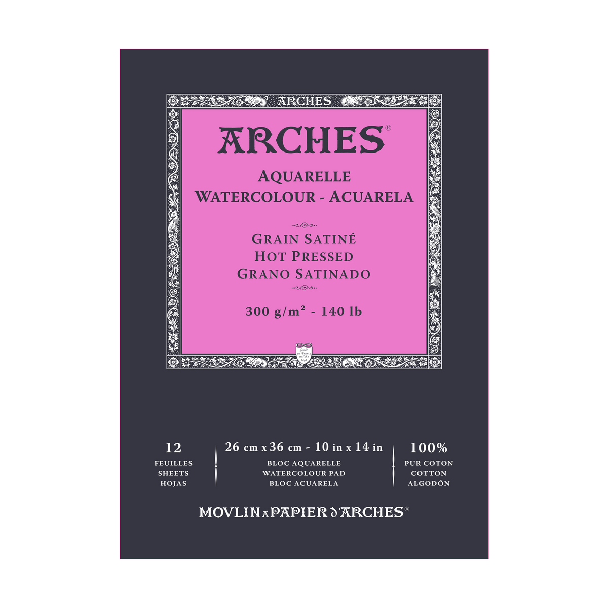 Aquarelblok Arches warmgeperst (HP) 300 g/m², 12 vel, A5–A3