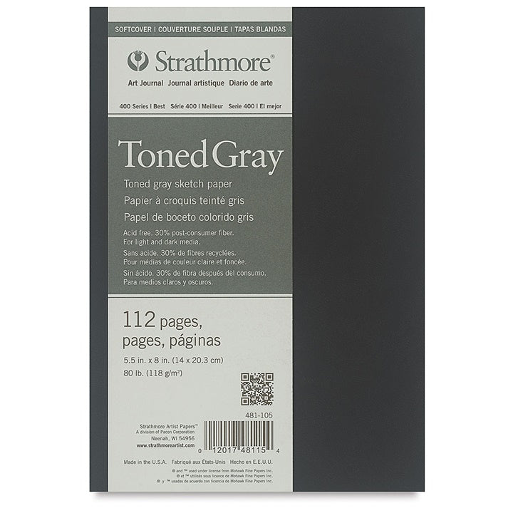 Strathmore 400 Series Art Journal Toned Gray, zachte kaft, 112 vel – afbeelding 2