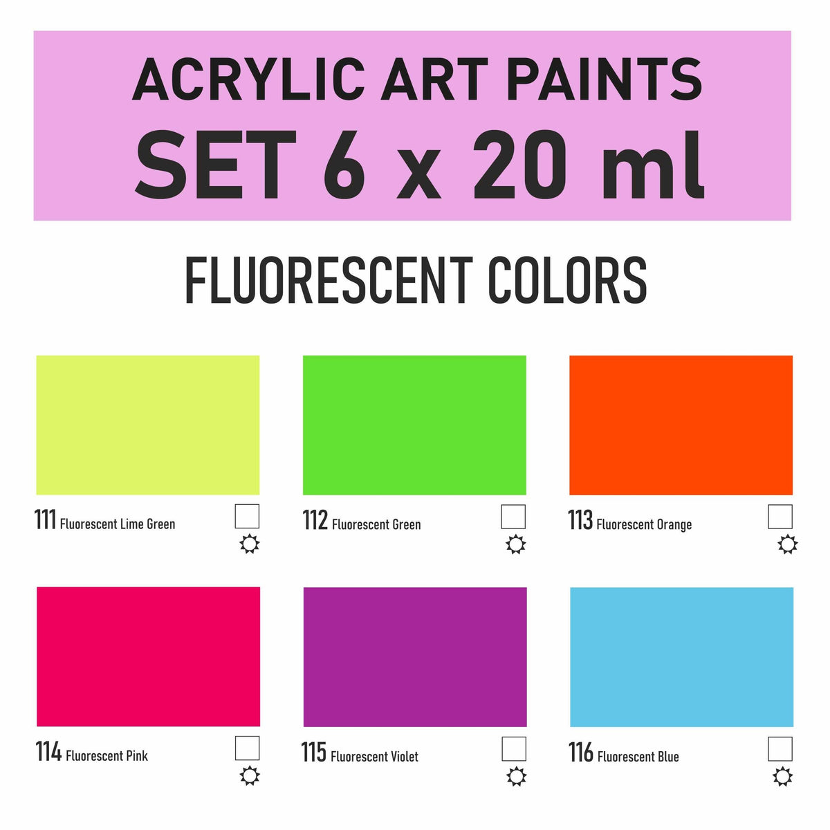 Kompozit STANDART acrylverfset fluorescerend 6 × 20 ml – afbeelding 4