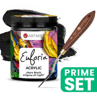 ARTMiE Euforia Artist Spatula and Acrylic Paint Set, Mars Black