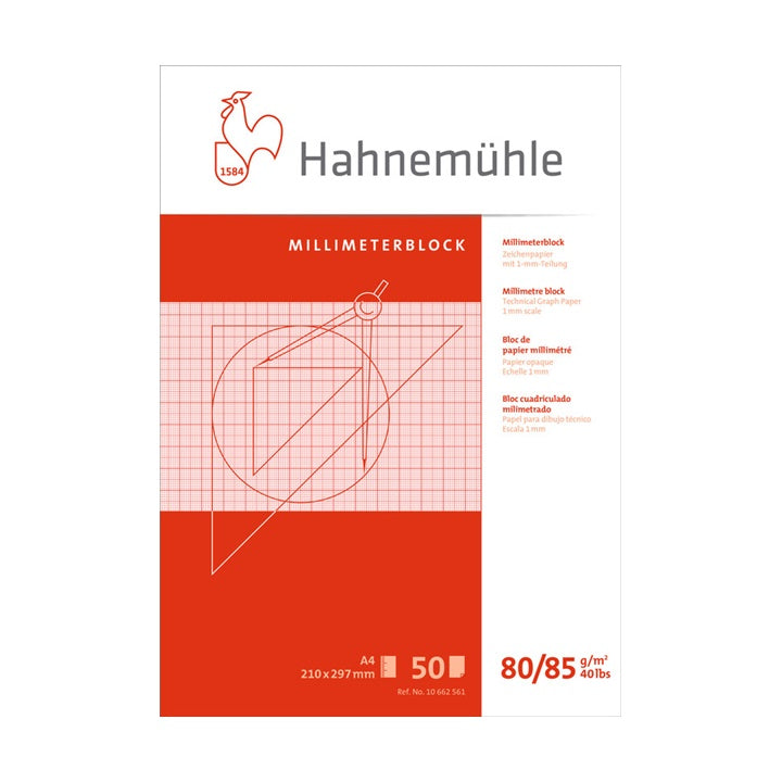 Millimeterpapierblok Hahnemühle, 50 vel, 80 g/m²