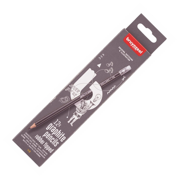 Bruynzeel Graphite Pencils with Erasers, Set of 12