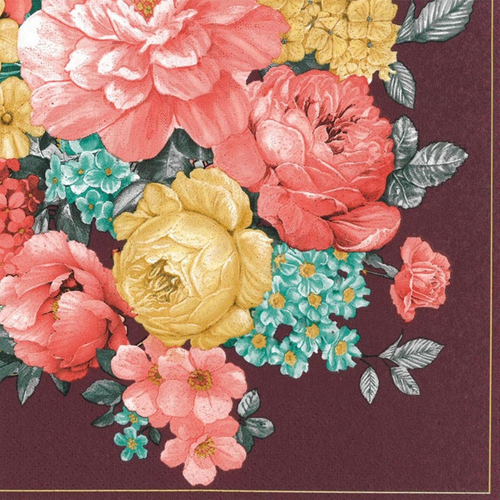 Bunch of Flowers Dark Claret Decoupage Napkins - 1 pc