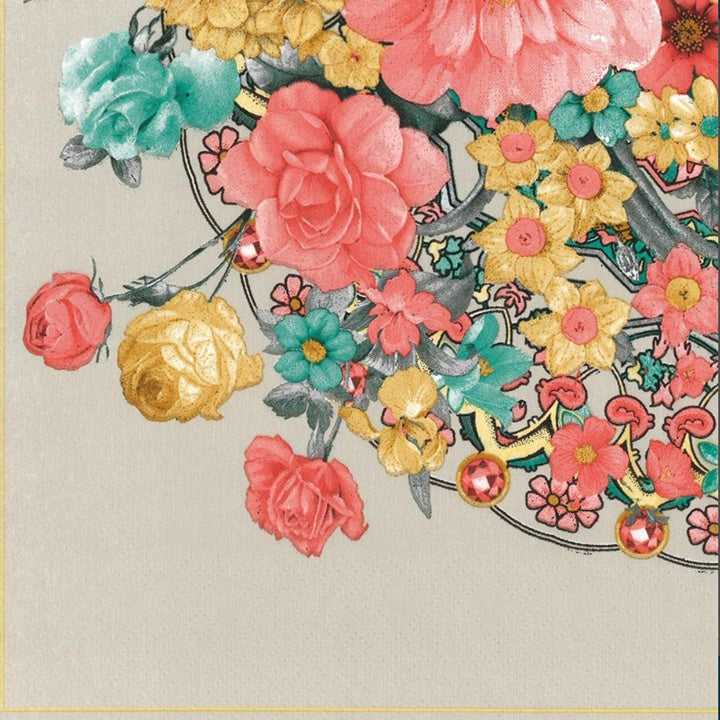 Bunch of Flowers Warm Gray Decoupage Napkins - 1 pc