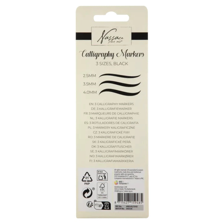Calligraphy Pens, Set of 3, Black