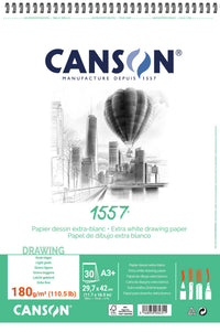 Canson 1557 tekenblok A3 spiraalgebonden – 180 g/m², 30 vel
