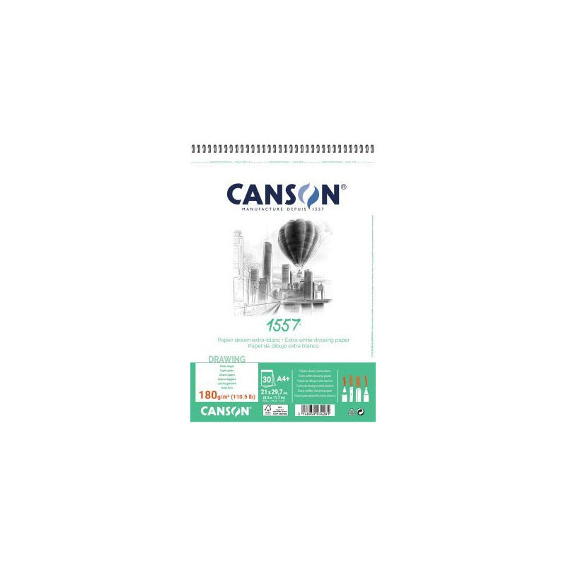Canson 1557 tekenblok A4, 180 g/m², 30 vel, spiraalgebonden