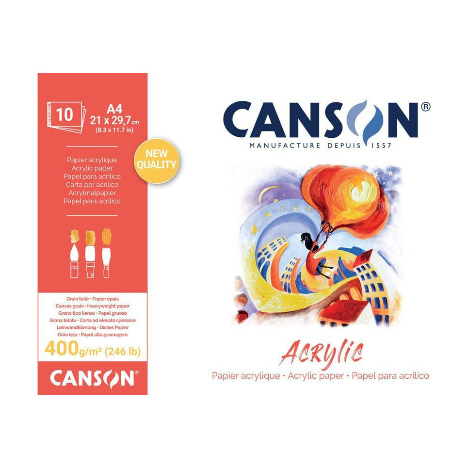 Canson blok acrylpapier Natural White 24 × 33 cm, 400 g/m², 10 vel