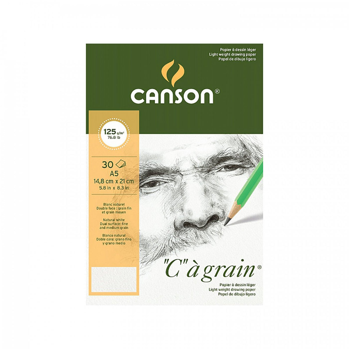 Canson C à grain tekenblok A4, 125 g/m², 30 vel, spiraal