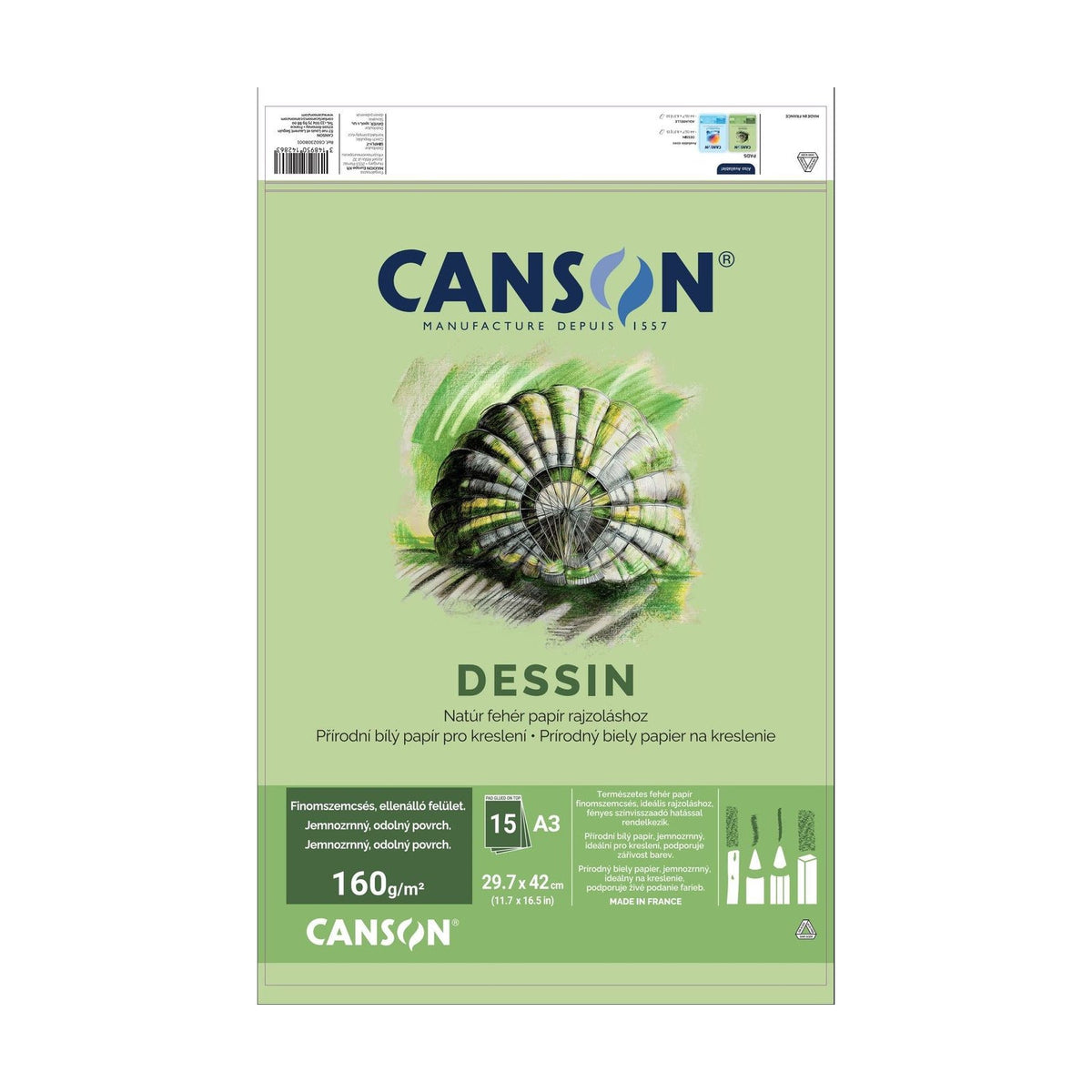 Canson Dessin tekenblok A3, 160 g/m², 15 vellen
