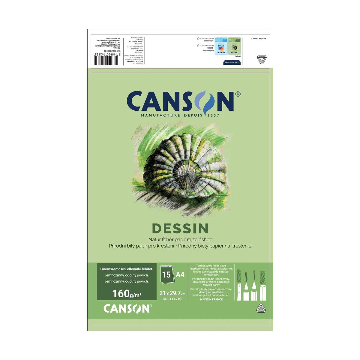 Canson Dessin tekenblok A4 – 160 g/m², 15 vel