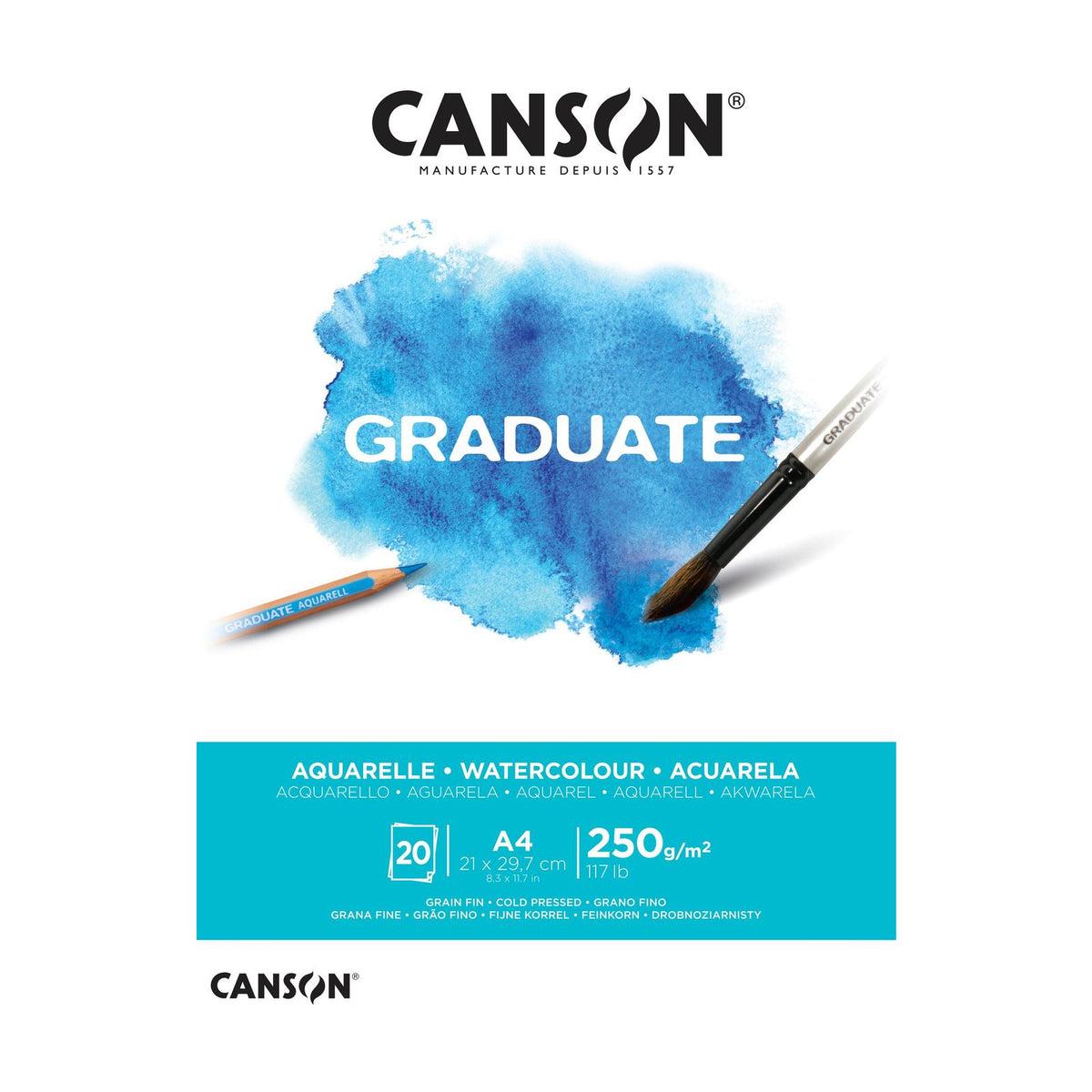 Canson Graduate aquarelblok A4 – 250 g/m², 20 vel, koudgeperst