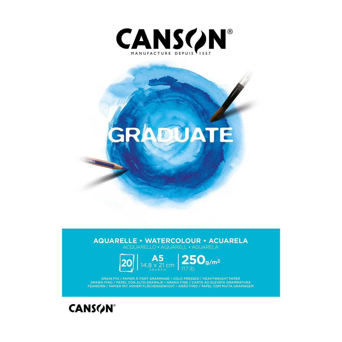 Canson Graduate aquarelblok A5, 250 g/m², 20 vel, koudgeperst