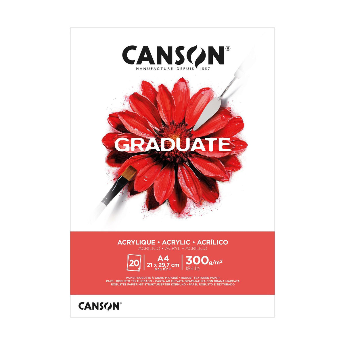 Canson Graduate blok acrylpapier A4, 300 g/m², 20 vel