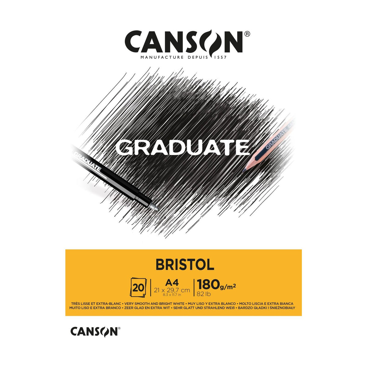 Canson Graduate Bristol tekenblok A4 – 180 g/m², 20 vel