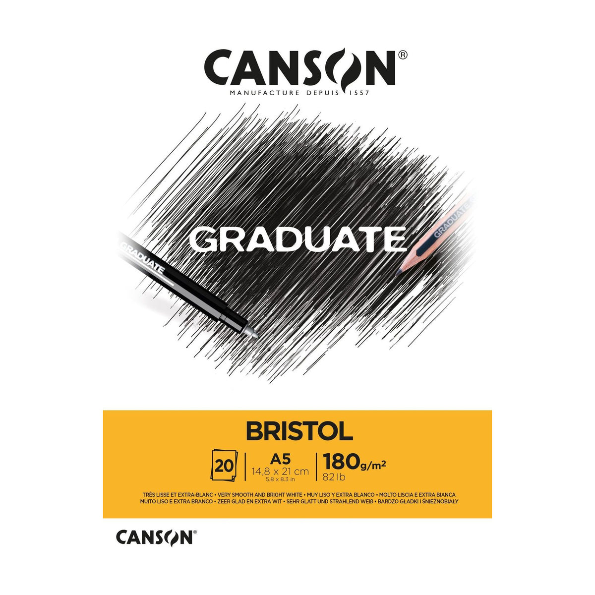 Canson Graduate Bristol tekenblok A5 – 180 g/m², 20 vel