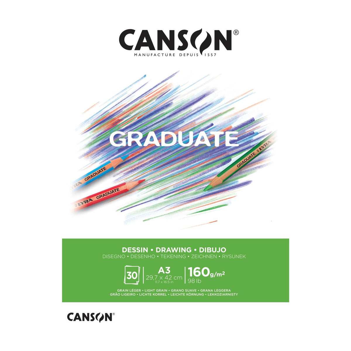 Canson Graduate Drawing tekenblok White A3, 160 g/m², 30 vellen