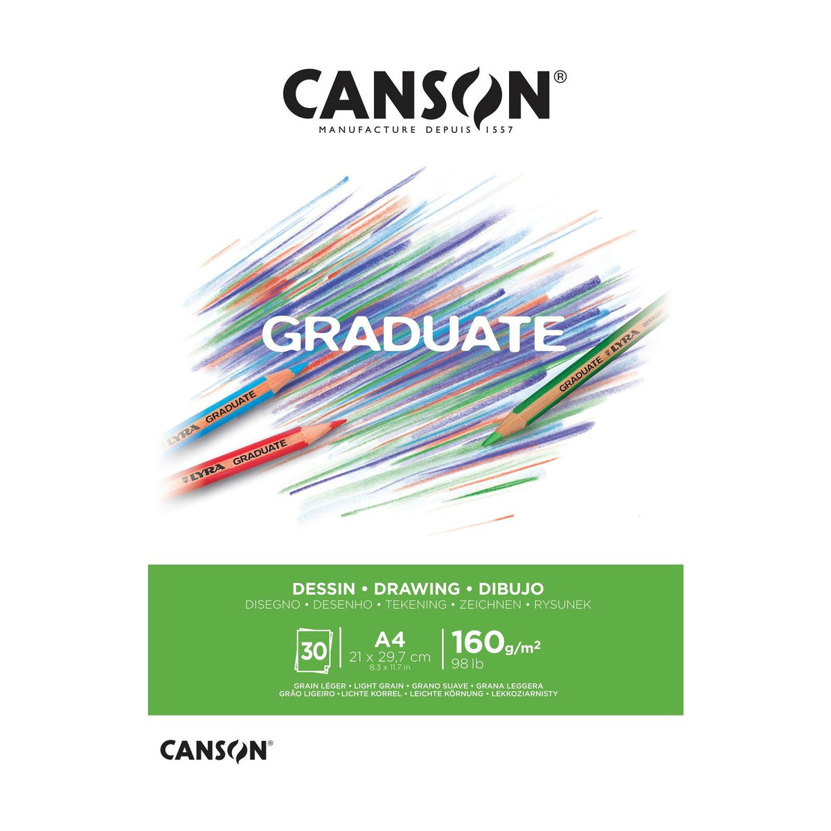 Canson Graduate Drawing tekenblok wit A4 – 160 g/m², 30 vel