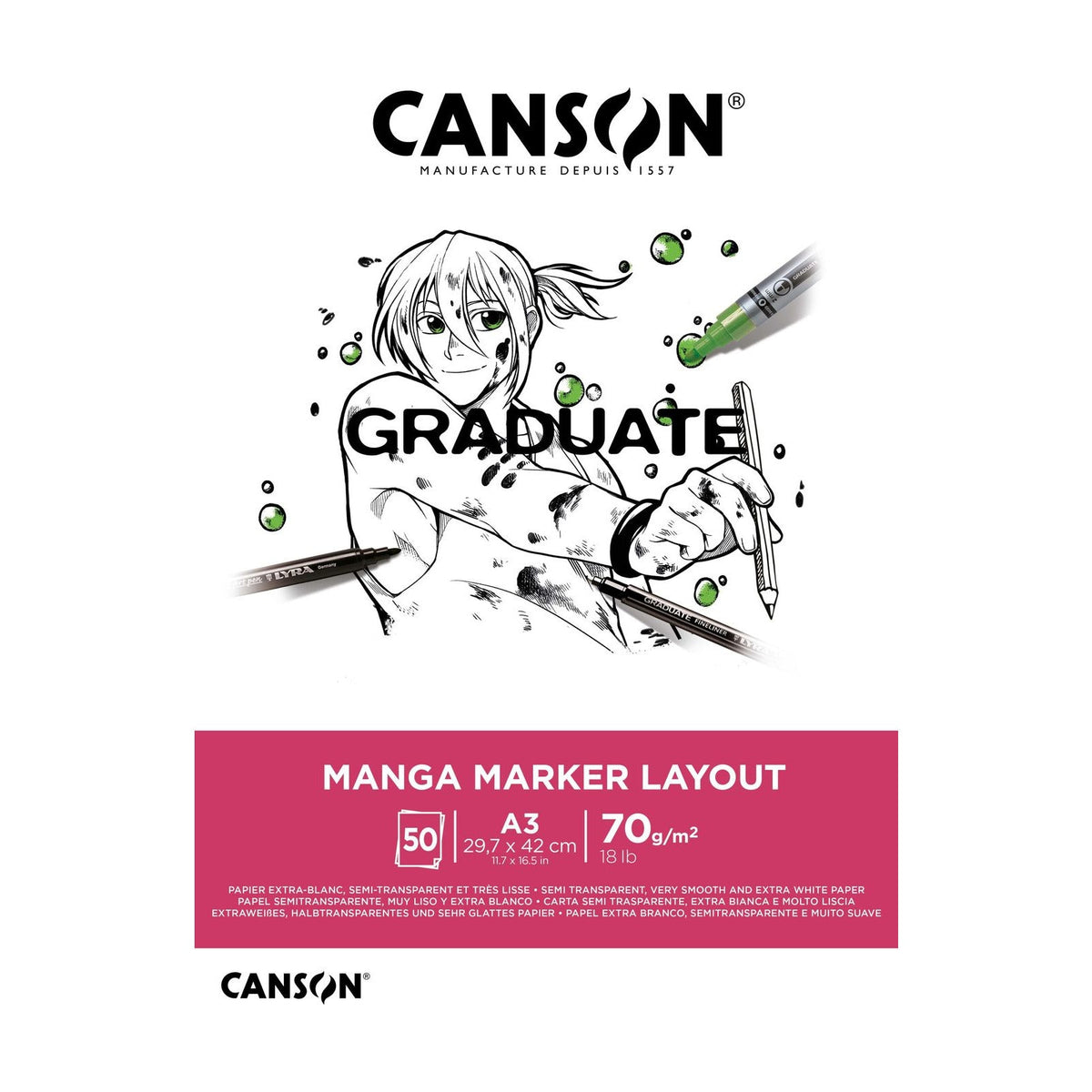 Canson Graduate Marker markerblok A3, 70 g/m², 50 vellen