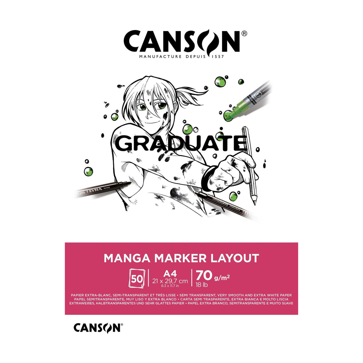 Canson Graduate markerblok A4, 70 g/m², 50 vel