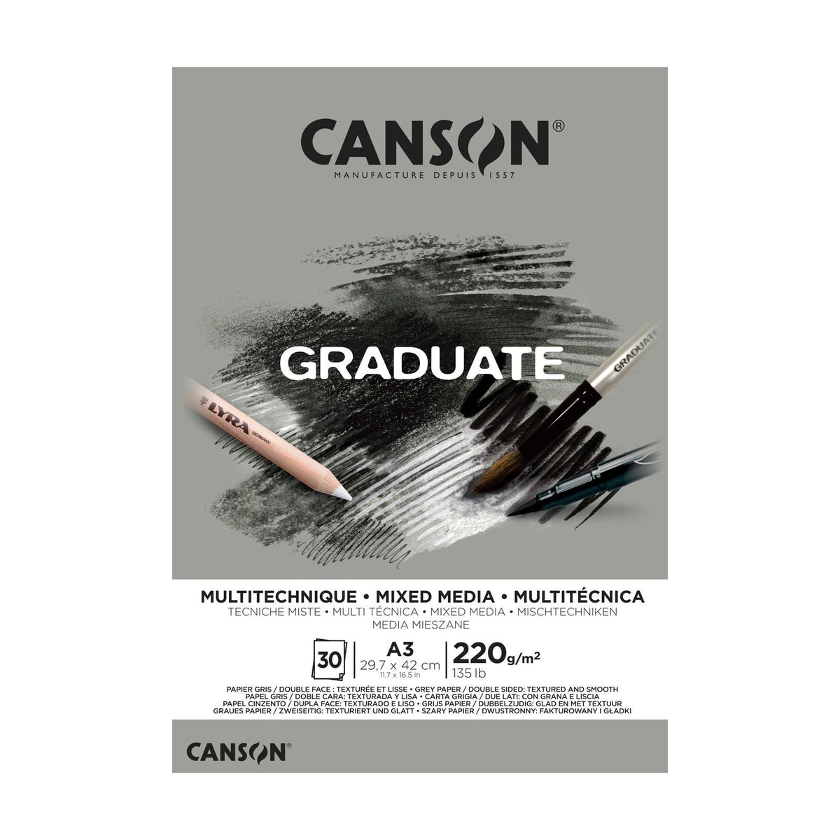 Canson Graduate mixed-mediablok grijs A3, 220 g/m²