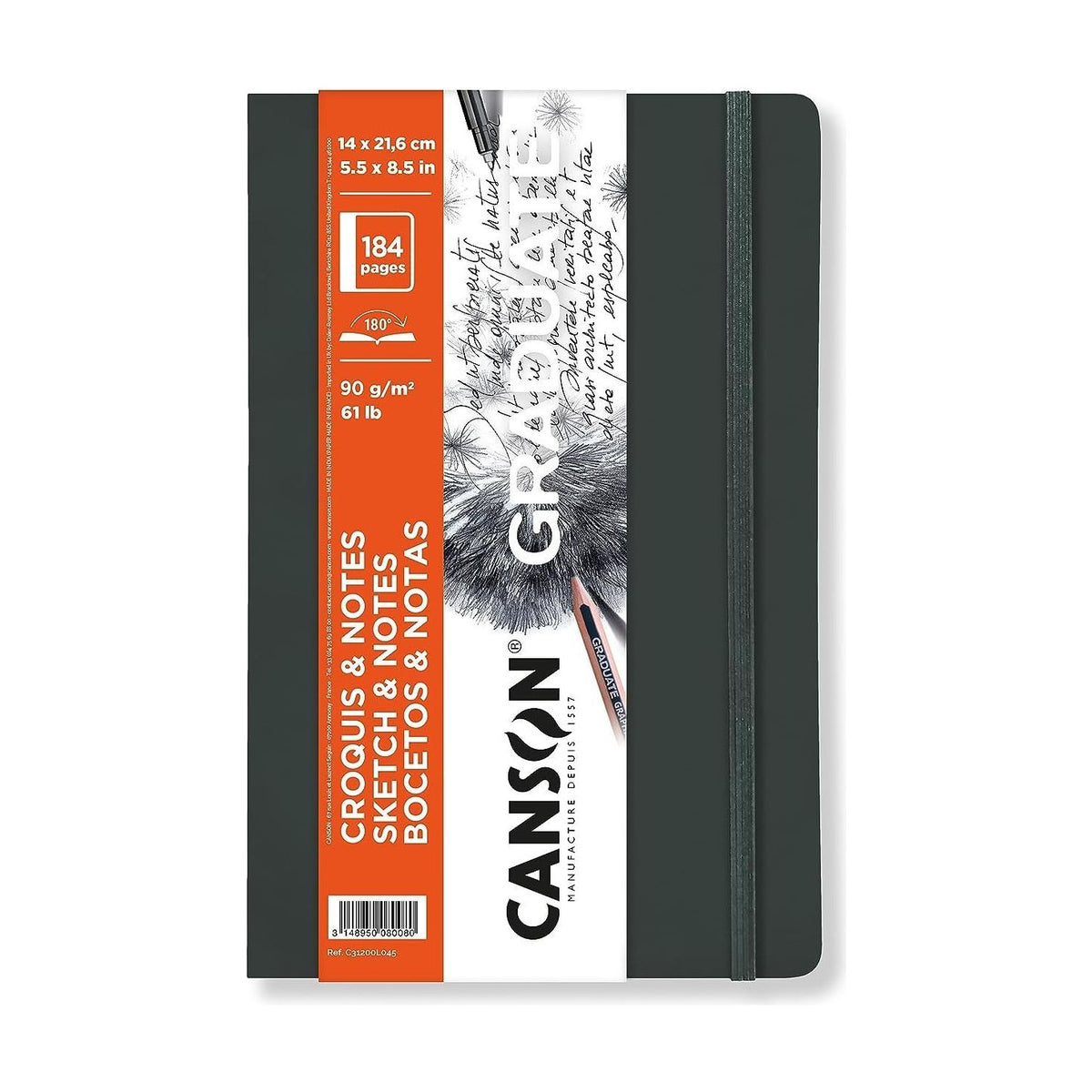 Canson Graduate schetsboek met zachte kaft 14 × 21,6 cm, donkergrijs
