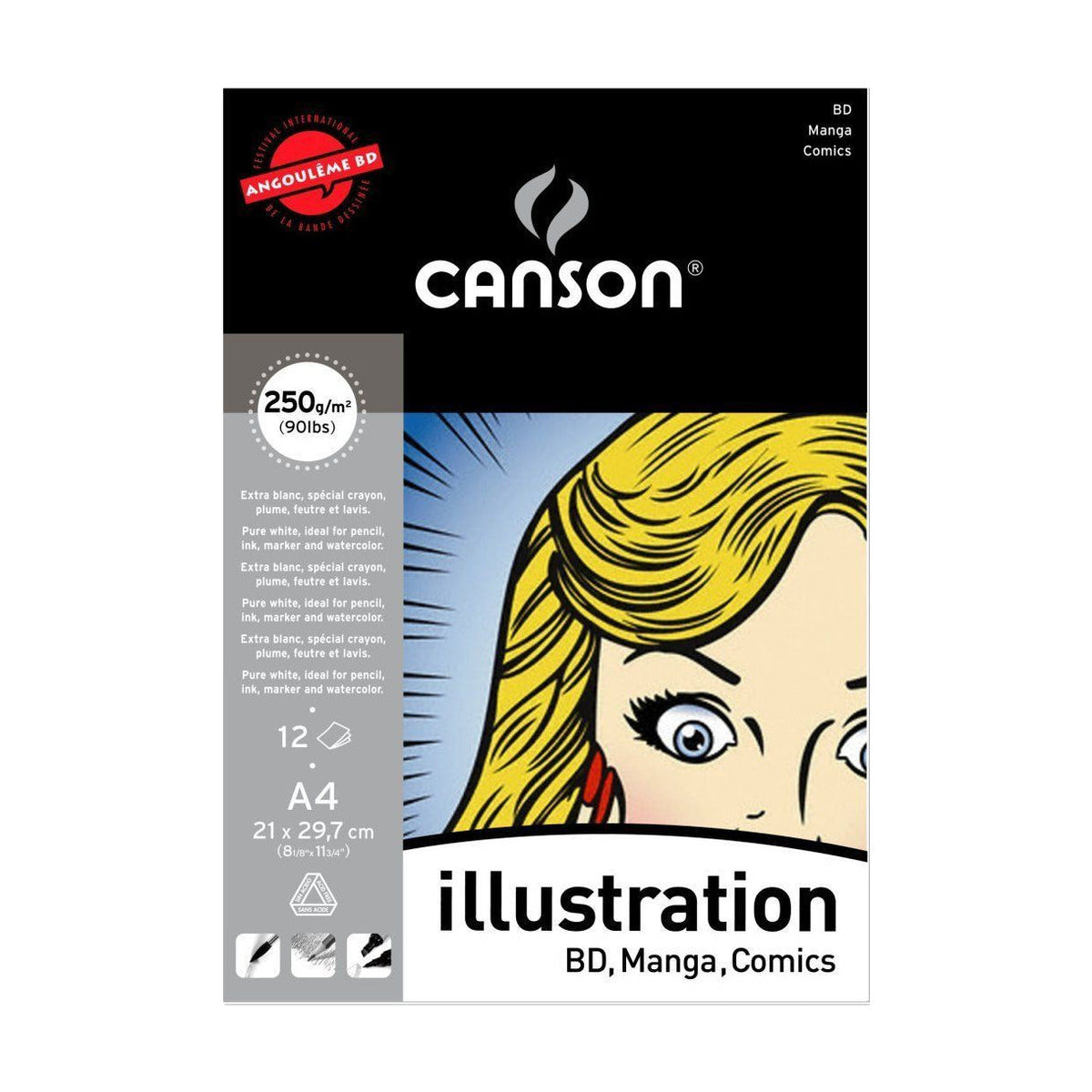 Canson Illustration tekenblok A4 – 250 g/m², 12 vel