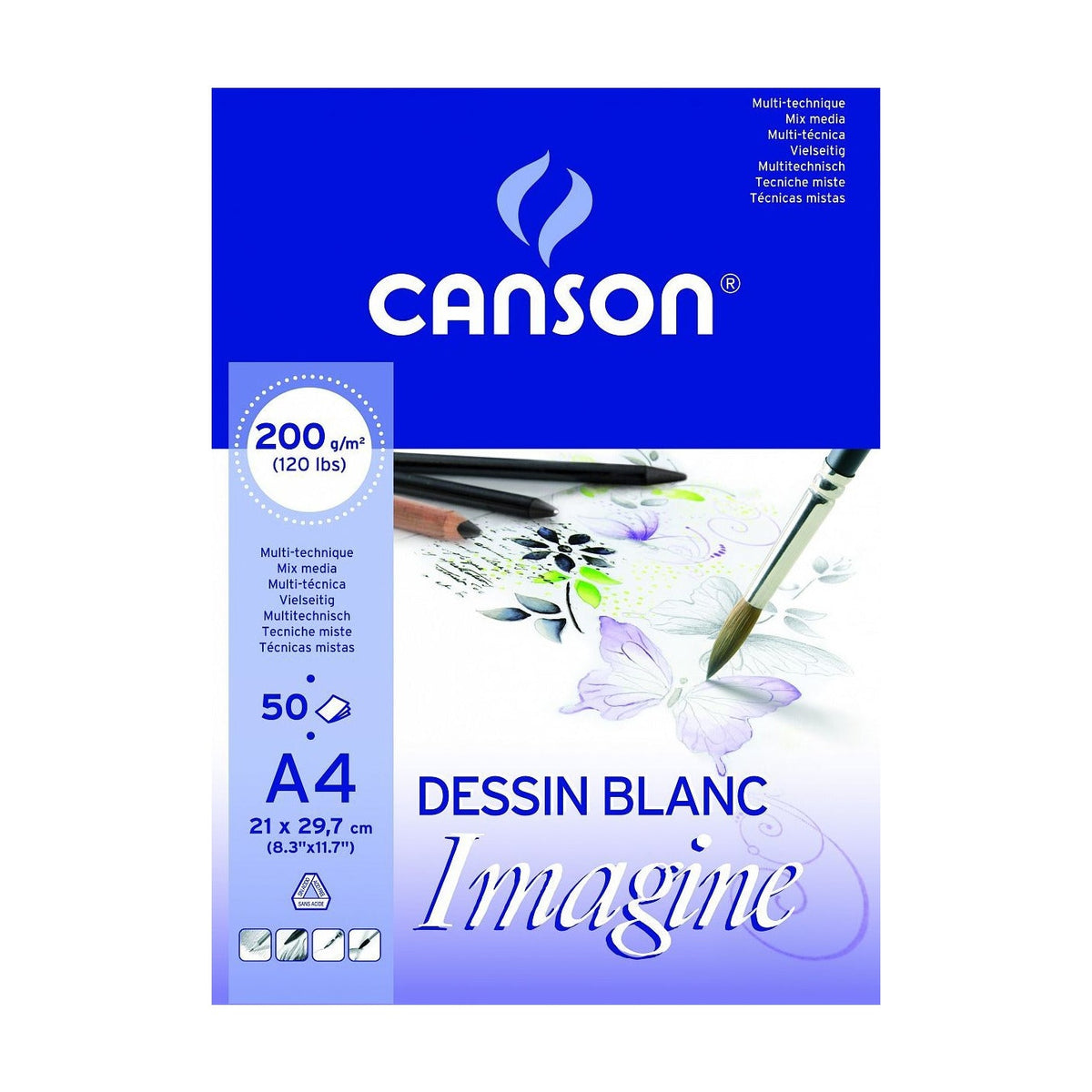 Canson Imagine mixed-mediablok, 200 g/m², 50 vellen