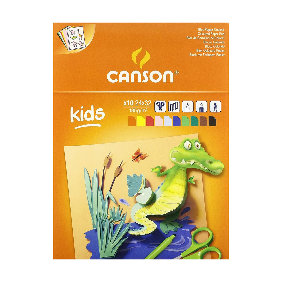 Canson Kids gekleurd tekenblok 24 × 32 cm, 185 g/m², 10 vel