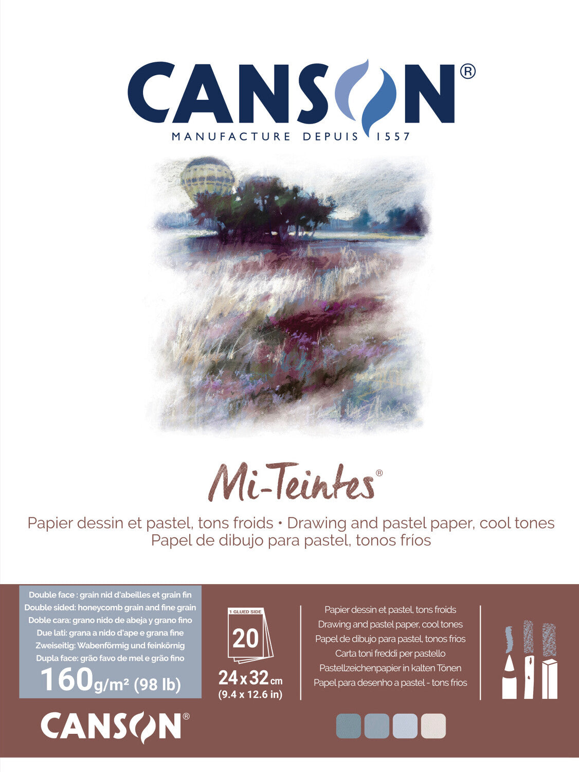 Canson Mi-Teintes pastelblok grijs en blauw 24 × 32 cm, 160 g/m²