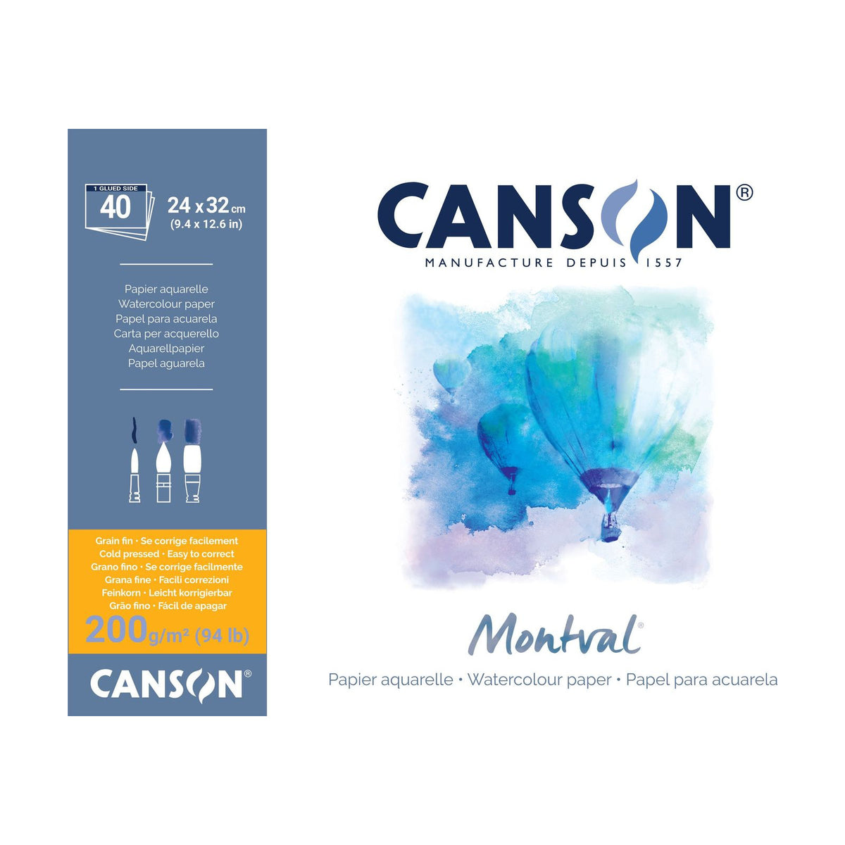 Canson Montval aquarelblok 24 × 32 cm, 200 g/m², 40 vel