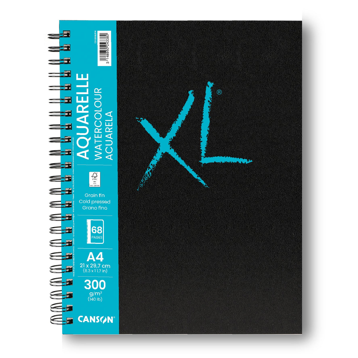 Canson XL Aquarelle aquarelblok A4, 300 g/m², 68 vel, spiraal