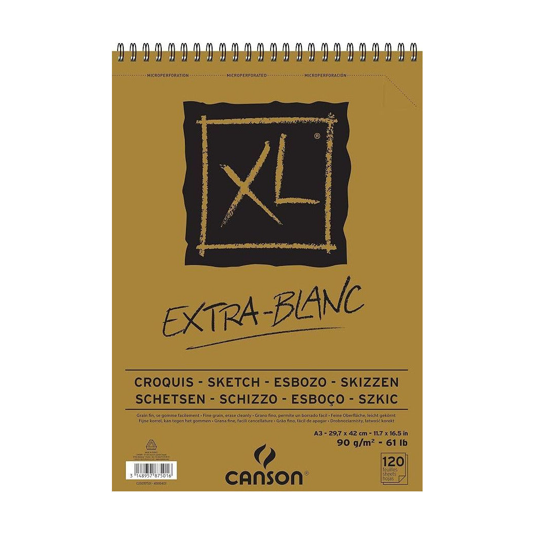 Canson XL Extra Blanc schetsblok A3, 90 g/m², 120 vel