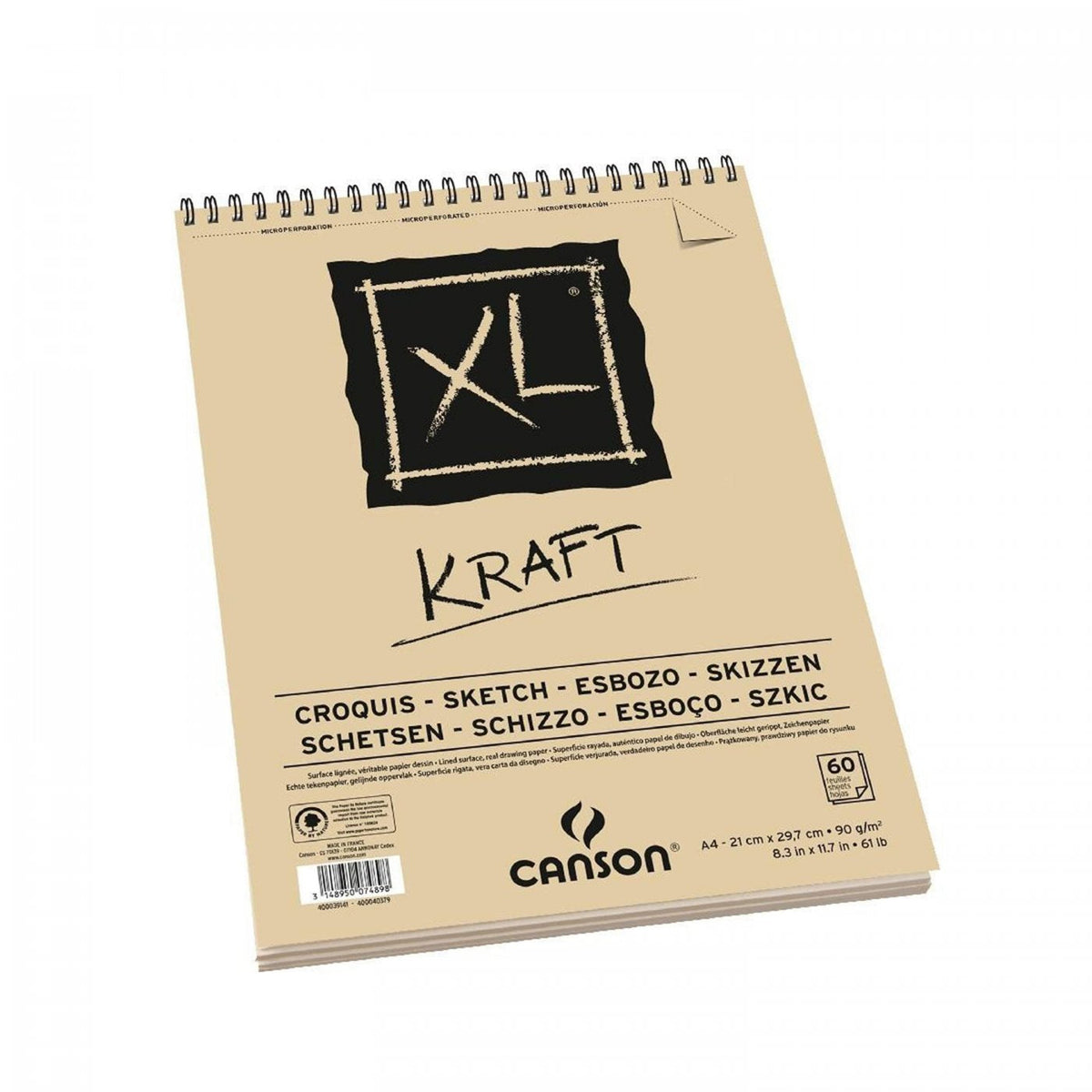 Canson XL Kraft schetsblok A5, 90 g/m², 40 vel, spiraal