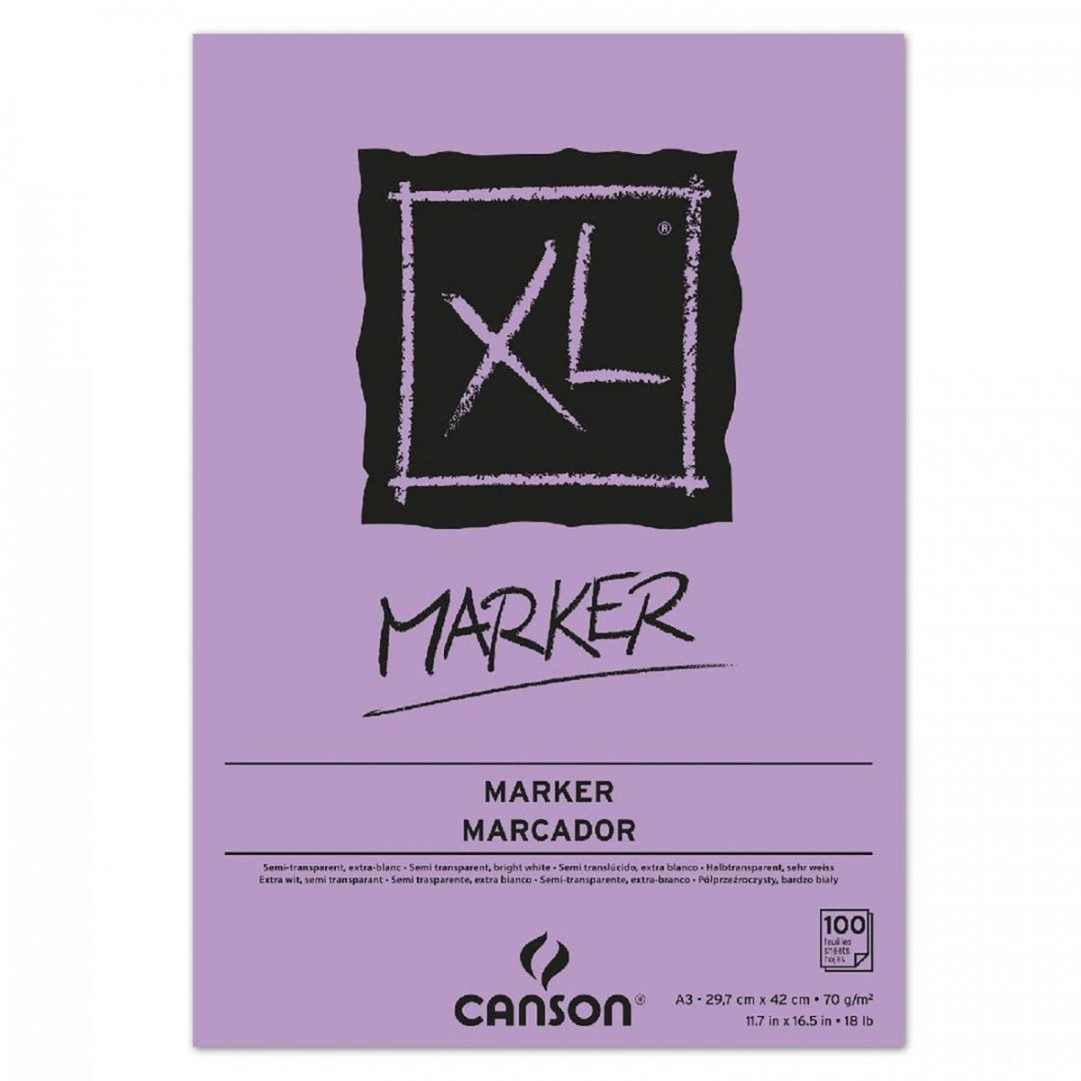 Canson XL Marker markerblok A3, 70 g/m², 100 vel, gelijmd