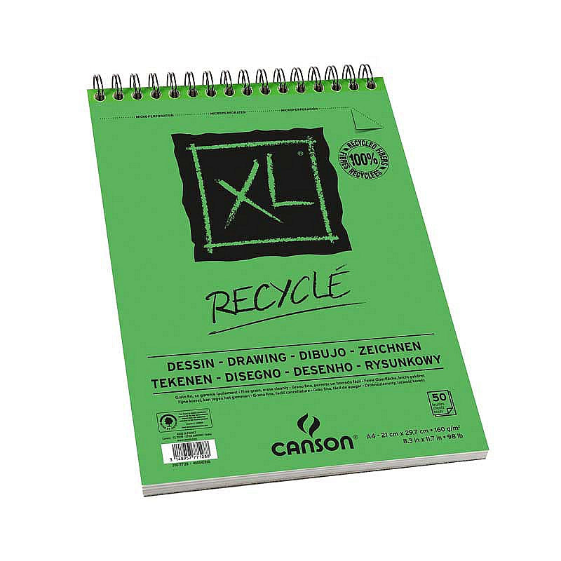 Canson XL Recycle tekenblok A4 spiraalgebonden – 160 g/m², 50 vel