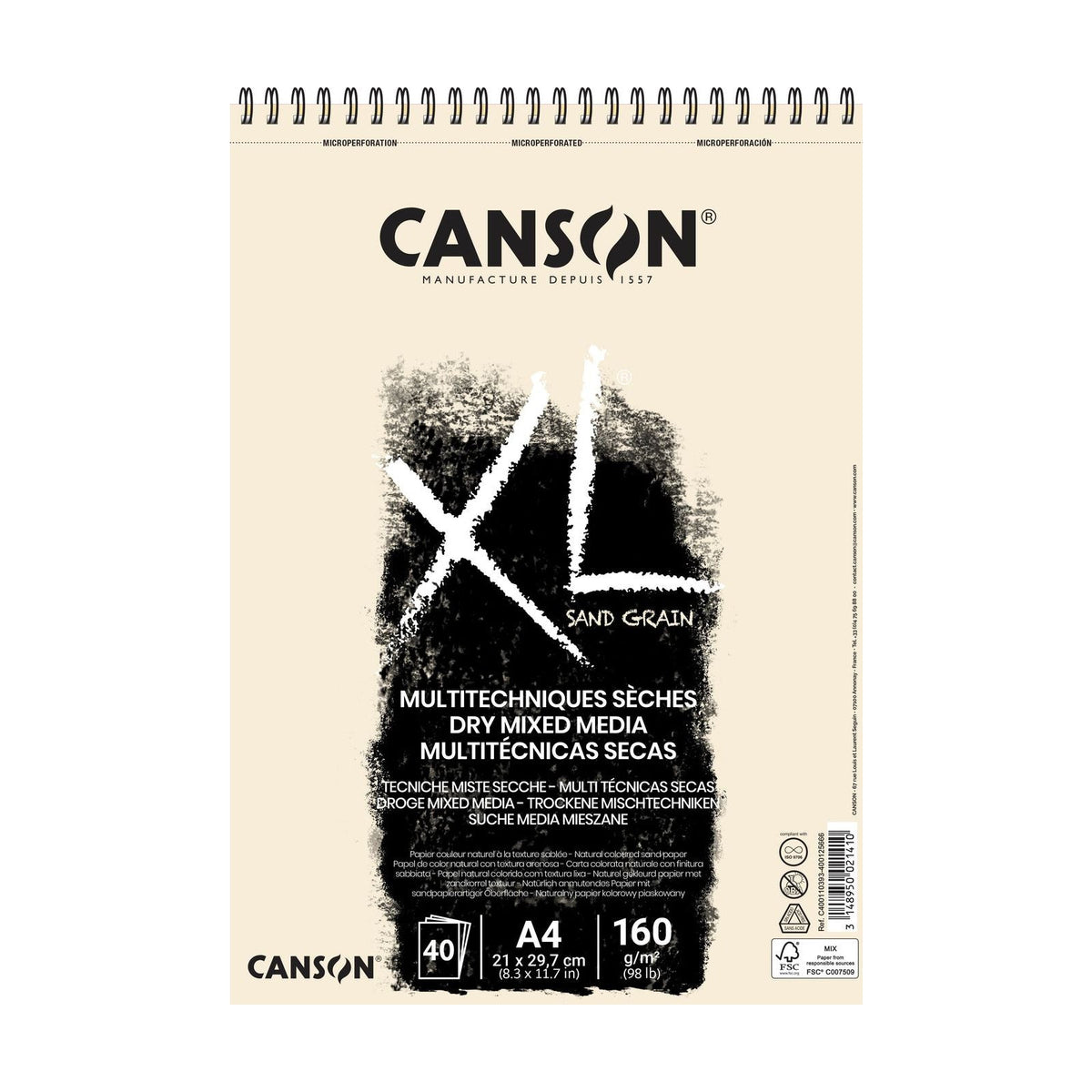 Canson XL Touch pastelblok A4 Natural, 160 g/m², 40 vel