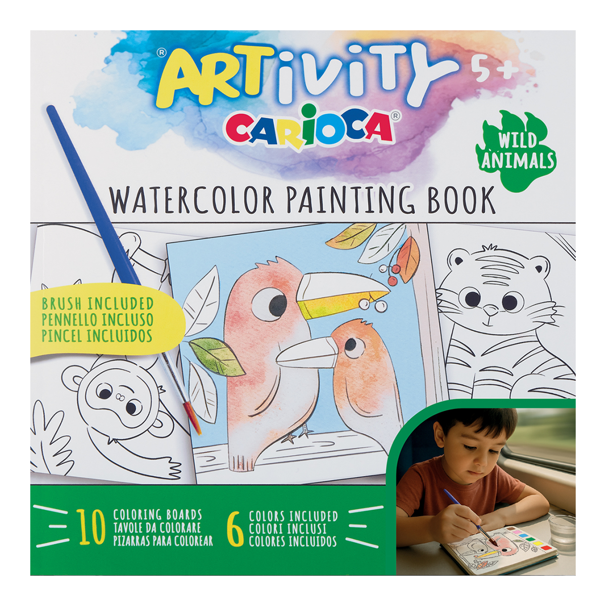 Carioca ARTivity waterverfblok met motieven – Wilde dieren, 5+