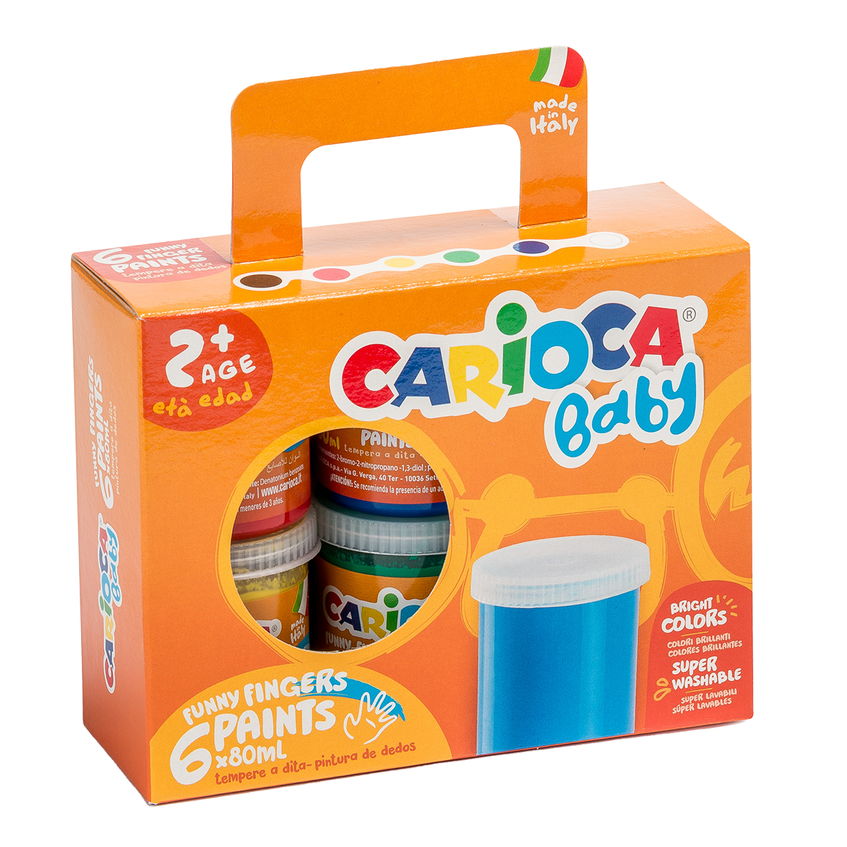Carioca Baby 2+ vingerverf, 6 potjes van 80 ml