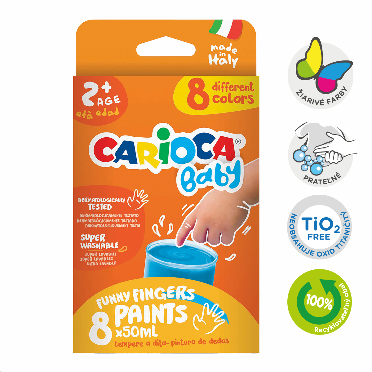 Carioca Baby 2+ vingerverf, 8 × 50 ml