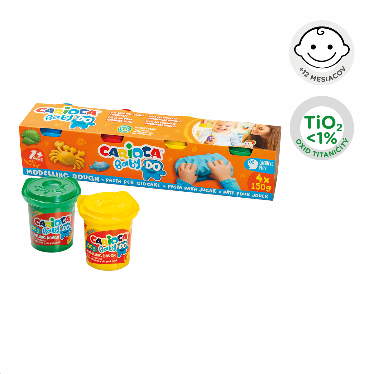 Carioca Baby Do 1+ luchtdrogende klei, 150 g, kleurenmix – 4×