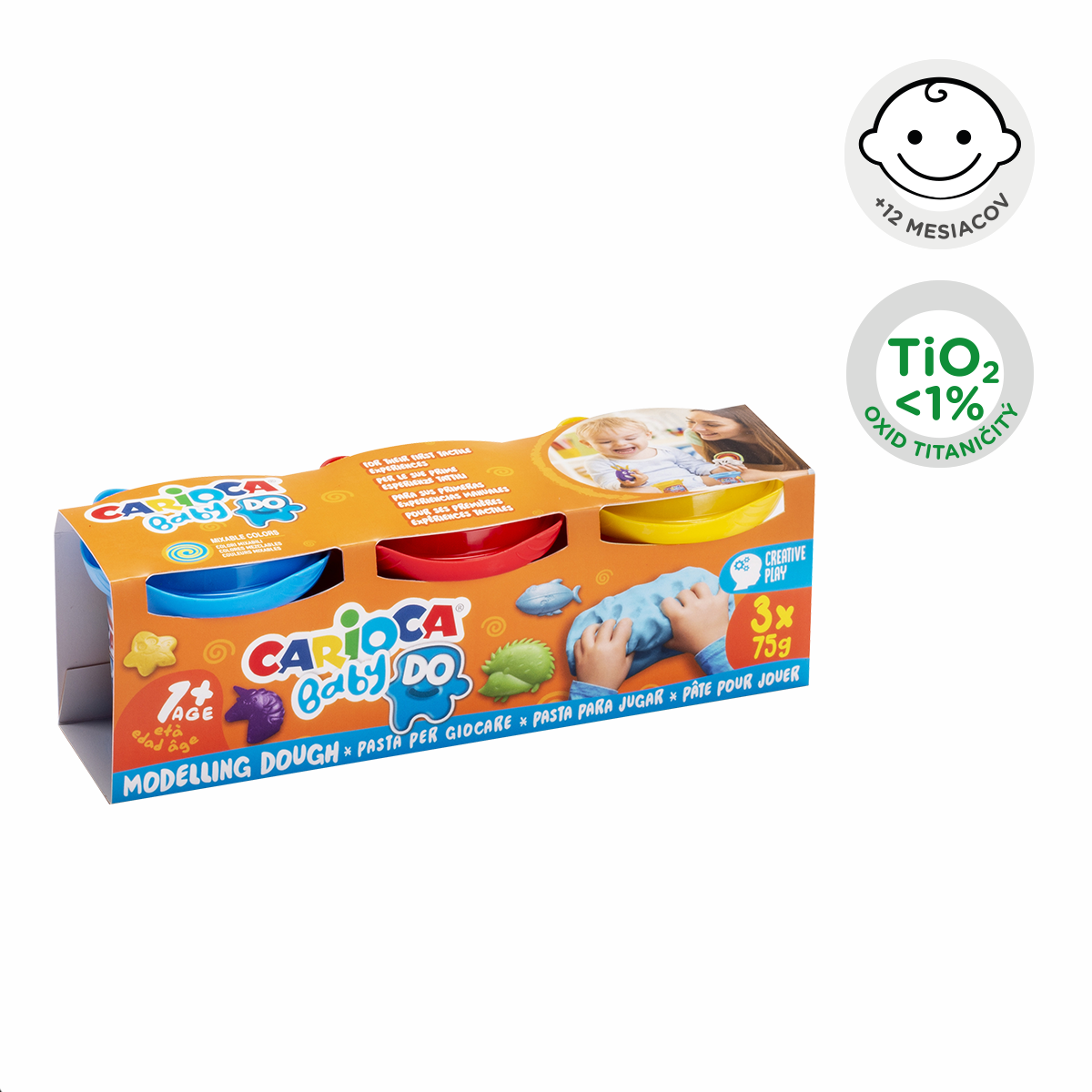Carioca Baby Do 1+ luchtdrogende klei 3 × 75 g, kleurenmix